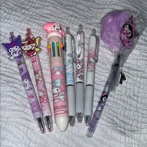 Sanrio Cute Character Pen Set - Pink and Purple